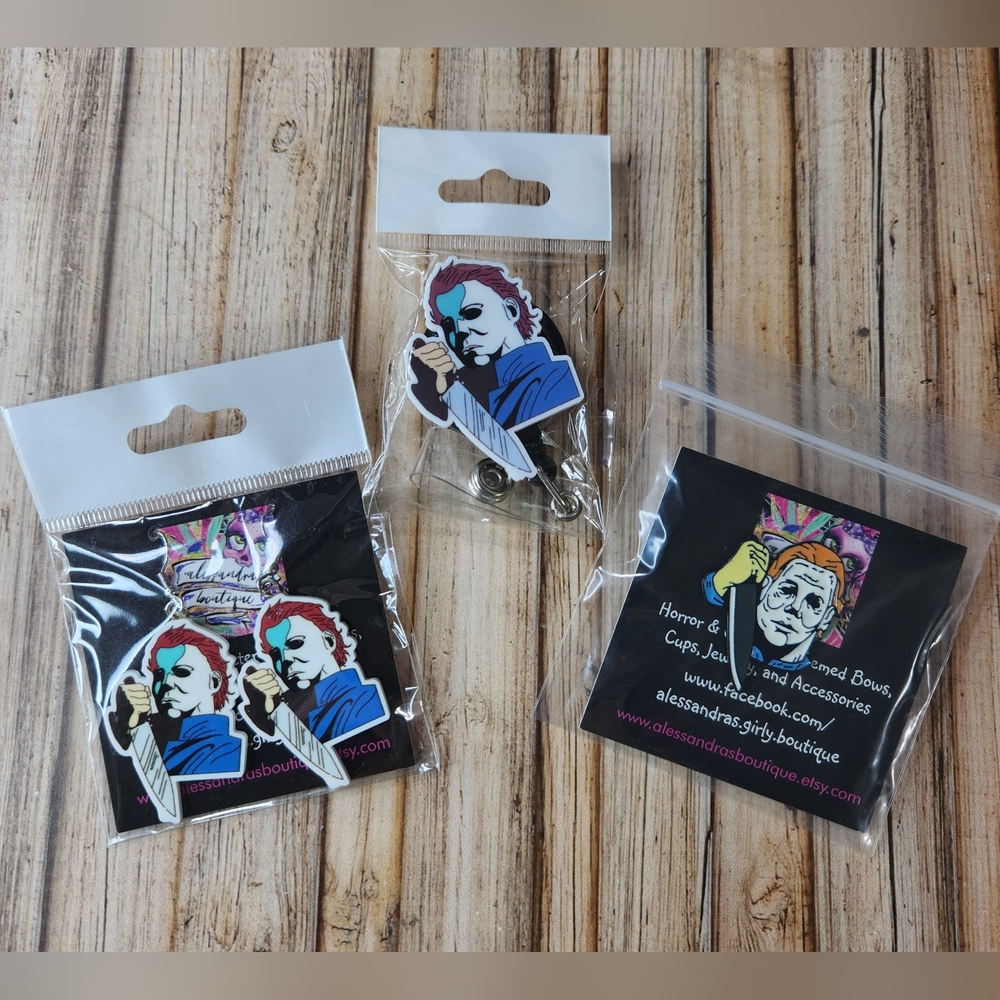 Michael Myers Halloween Horror Earring‎ Pin Badge Reel Accessory Lot